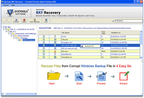 free backup repair software, backup repair free software, repair backup file, extract damage backup files, how to view damage content of BKF files, restore windows XP data in windows 7